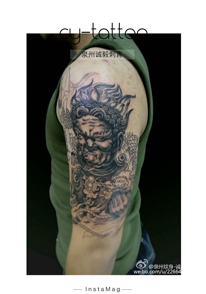 未完成纹身图片_胸部背部手臂腿部传统人物鬼神宗教纹身图案