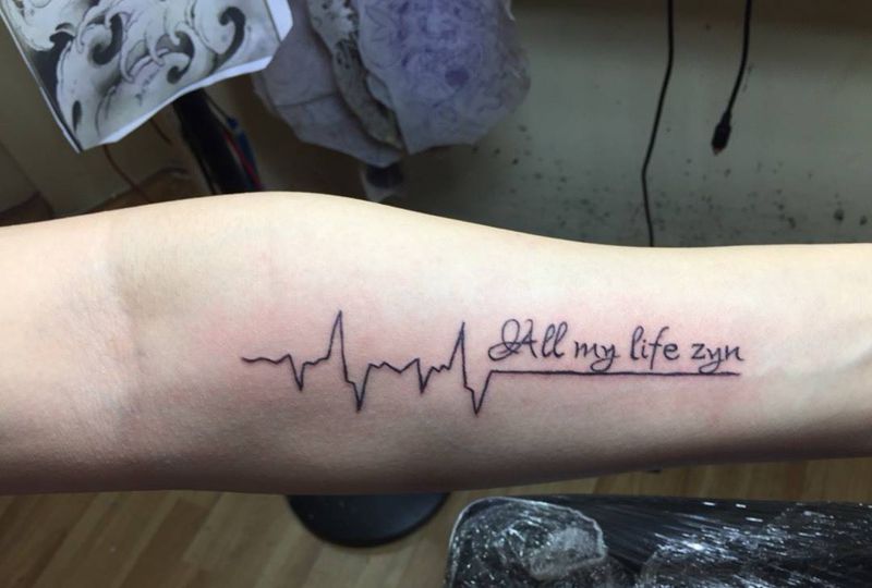 心电图纹身图片