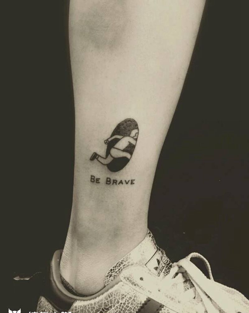 勇敢纹身图片_手臂腿部欧美清新几何字符人物图腾成品纹身图案