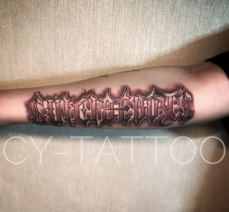 原创花体英文纹身图片_原创字符几何欧美清新腿部成品肩部纹身图案