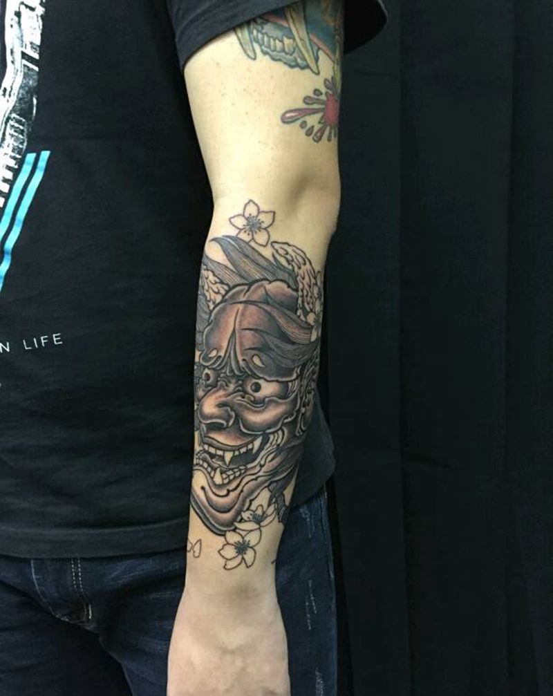 原创，下次上色，无PS纹身图片_背部手臂腿部欧美传统人物鬼神原创成品纹身图案