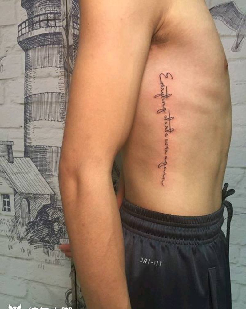 英文纹身图片_腰部欧美字符成品纹身图案