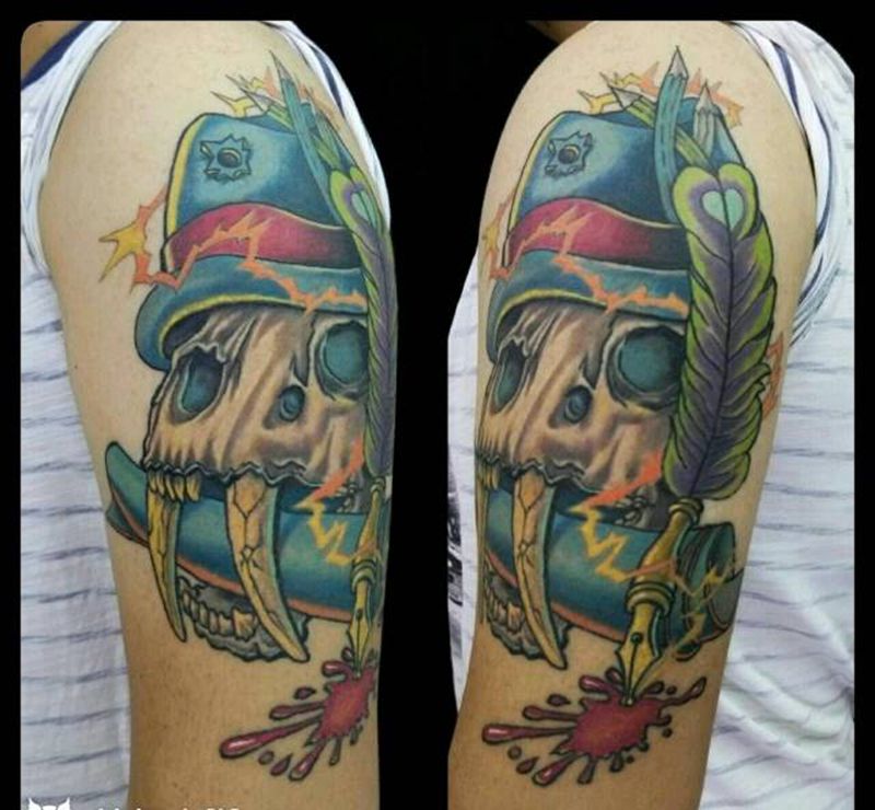 原创newschool作品纹身图片_手臂欧美传统动物原创成品手稿纹身图案