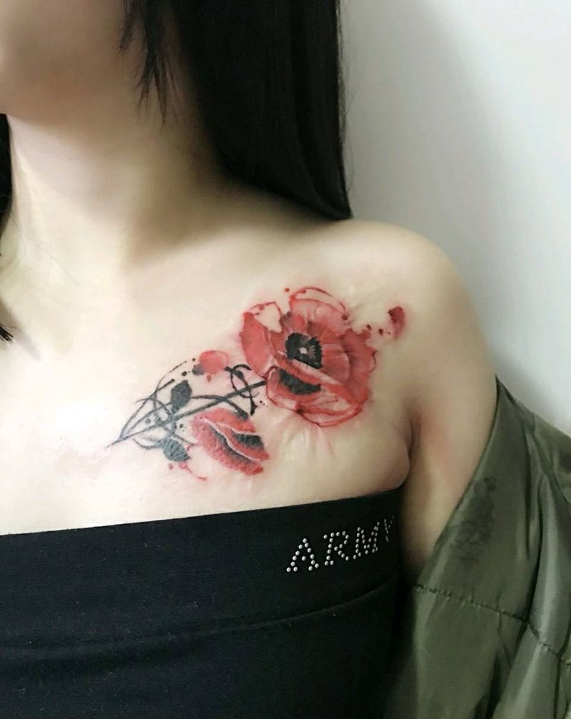 烫伤疤痕遮盖纹身图片