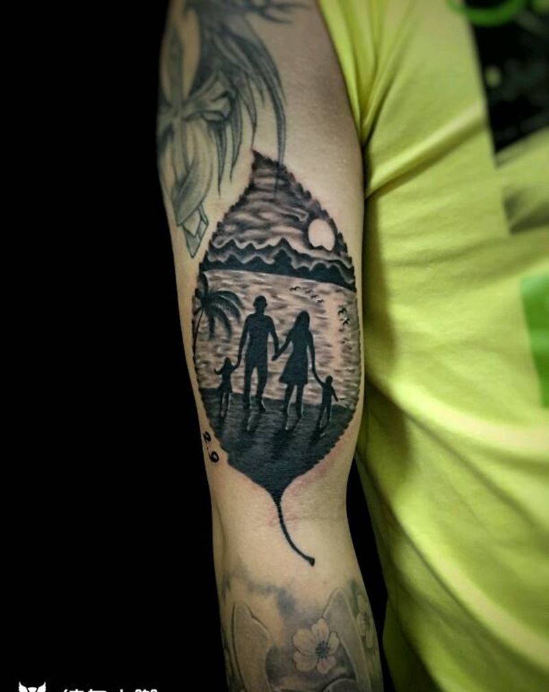 叶子，小臂鬼武士恢复的很好纹身图片_手臂欧美传统写实人物植物鬼神图腾原创成品纹身图案