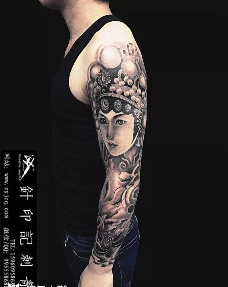 花旦-佛陀纹身图片_成品手臂传统人物宗教纹身图案