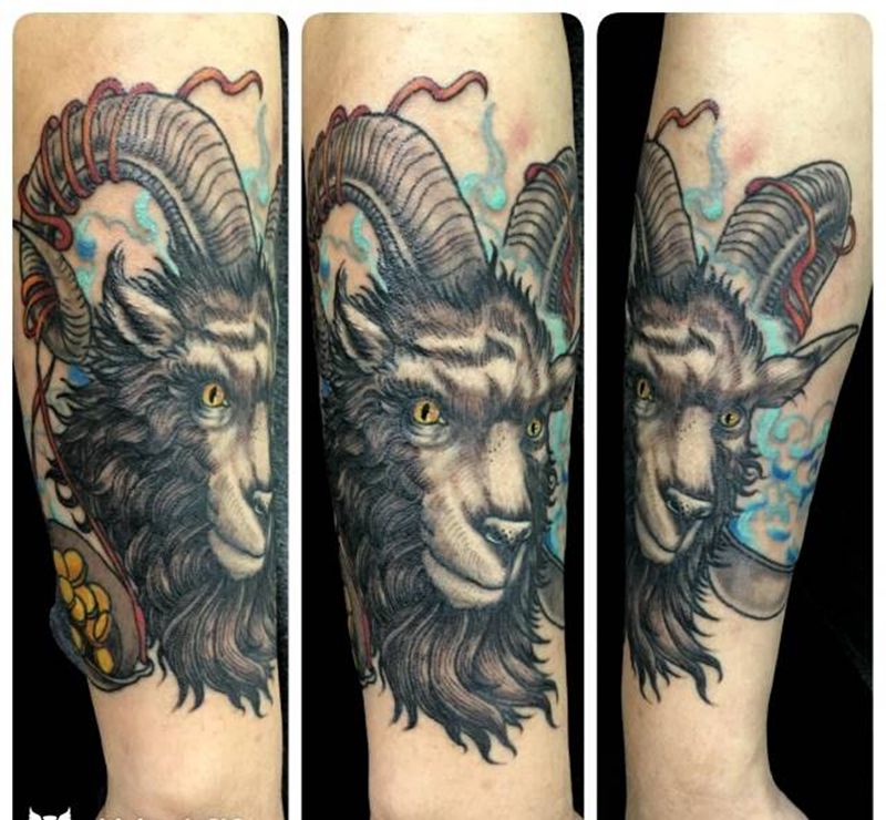 撒旦纹身图片_手臂腿部欧美传统动物人物鬼神成品手稿插画纹身图案