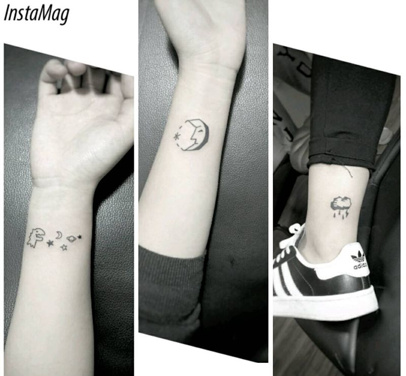 小清新纹身图片_手臂腿部欧美清新几何字符成品纹身图案