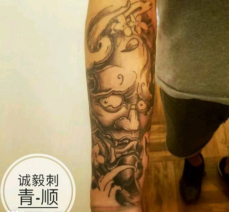 恢复完的般若纹身纹身图片_手臂腿部传统国画人物鬼神纹身图案