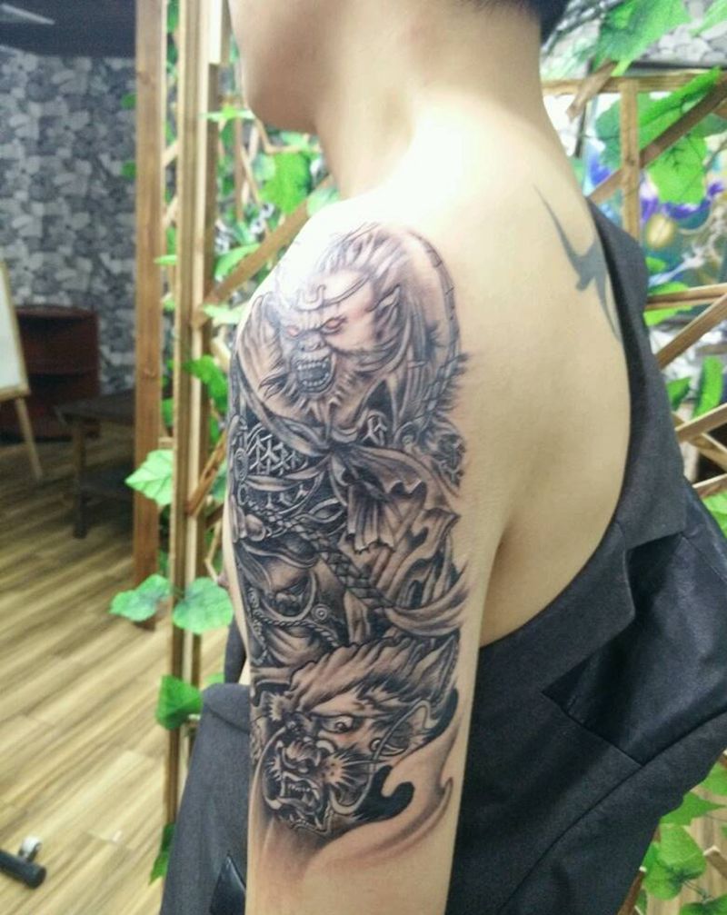 大臂悟空纹身图片