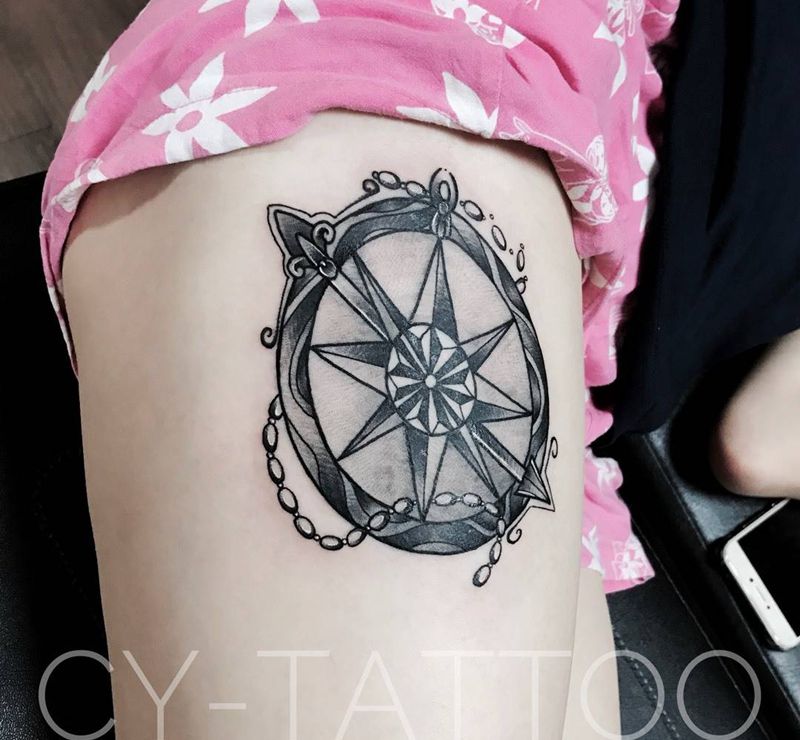 指南针纹身图片
