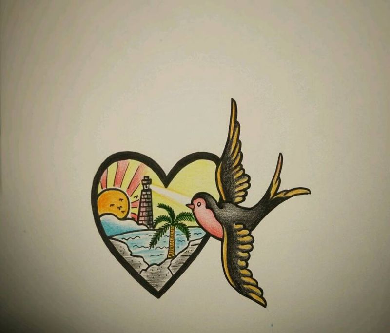 手稿作品纹身图片_手臂腿部欧美写实几何动物鬼神原创手稿插画纹身图案