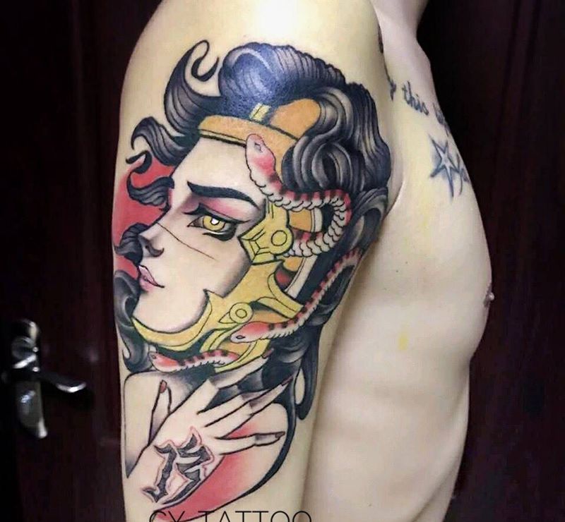 天天师傅作品纹身图片_欧美清新人物动物几何成品手臂腿部肩部纹身图案