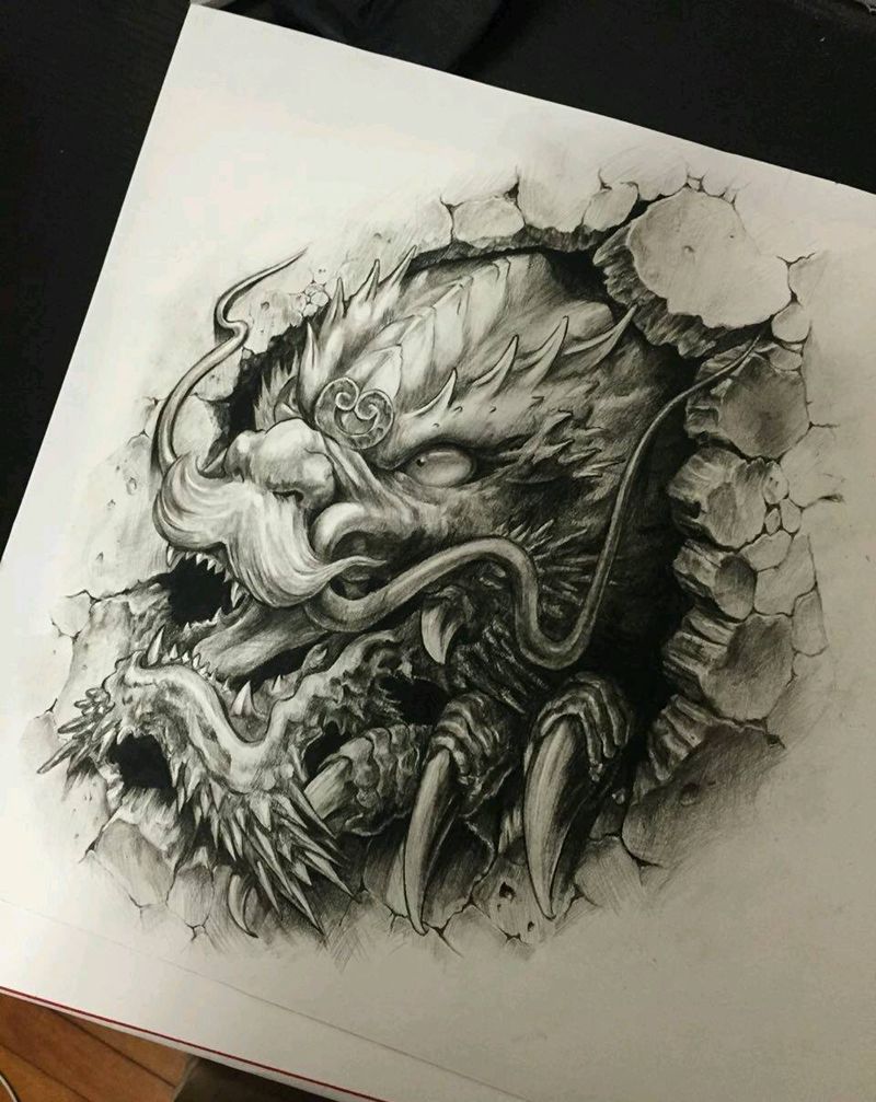 阿哲临摹岳吧手稿纹身图片_手稿插画纹身图案