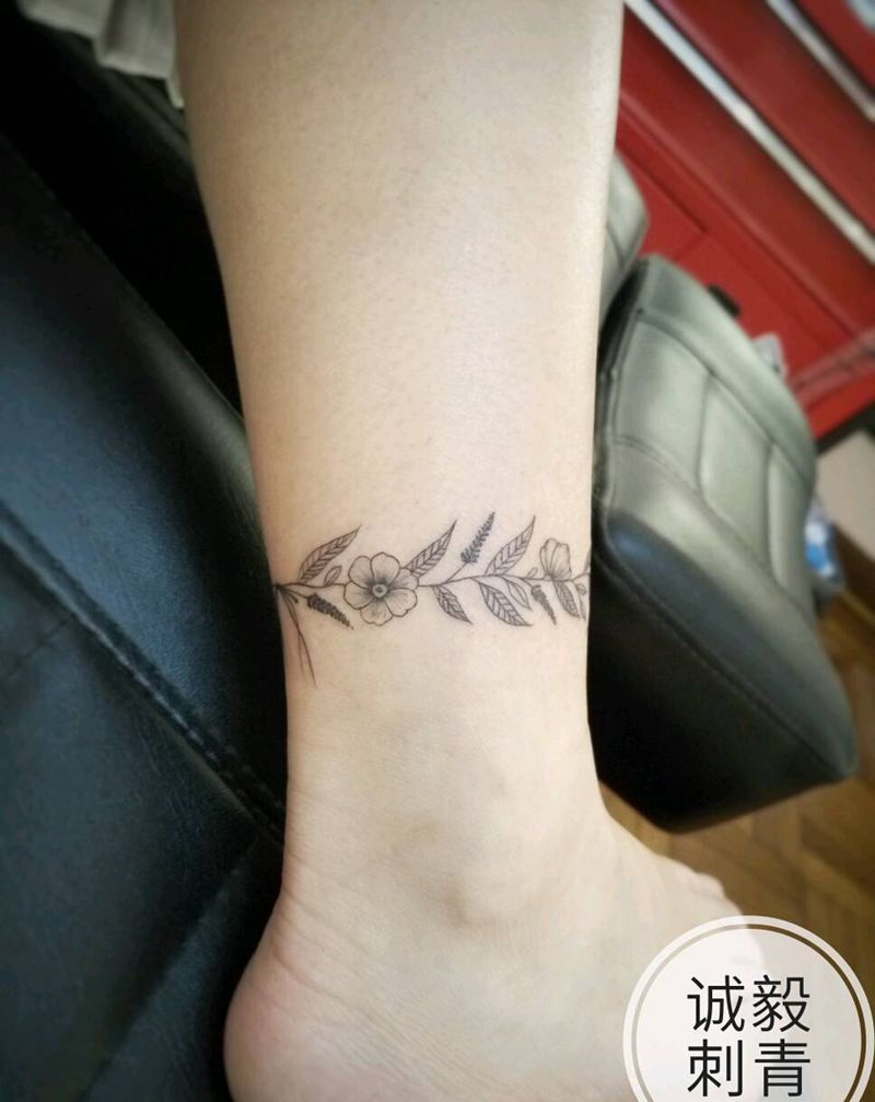 原创小清新教环纹身纹身图片_手臂腿部脚部欧美清新植物静物图腾原创成品纹身图案