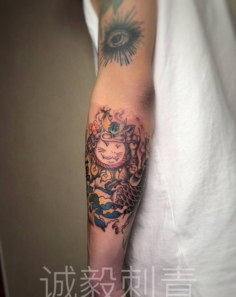 招财猫纹身图片