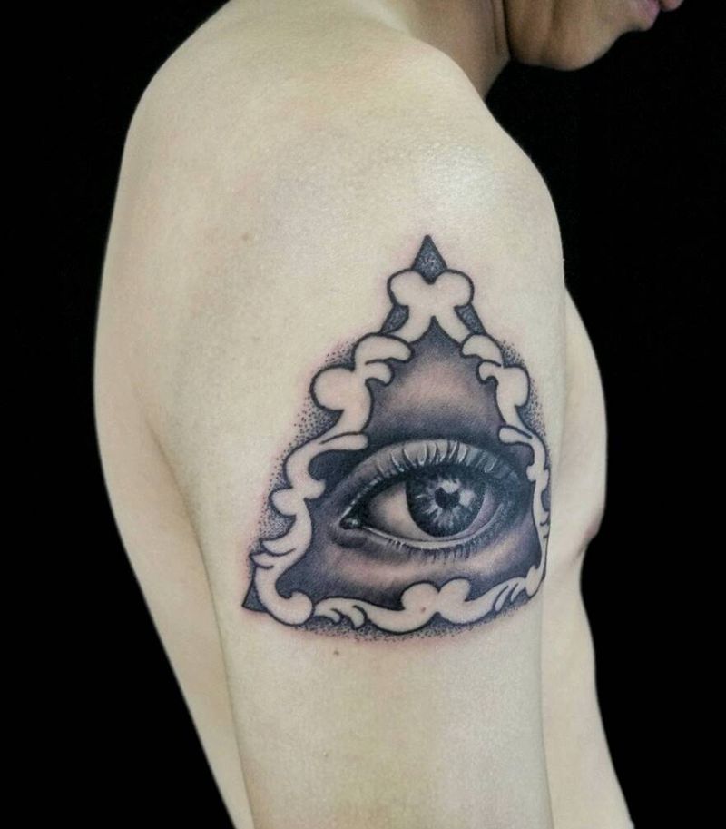 上帝之眼纹身图片_手臂欧美写实几何人物原创纹身图案