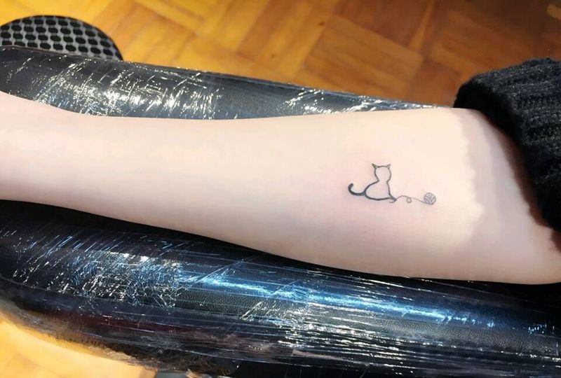 黑猫白猫纹身图片_胸部手臂腿部欧美清新几何动物原创成品纹身图案