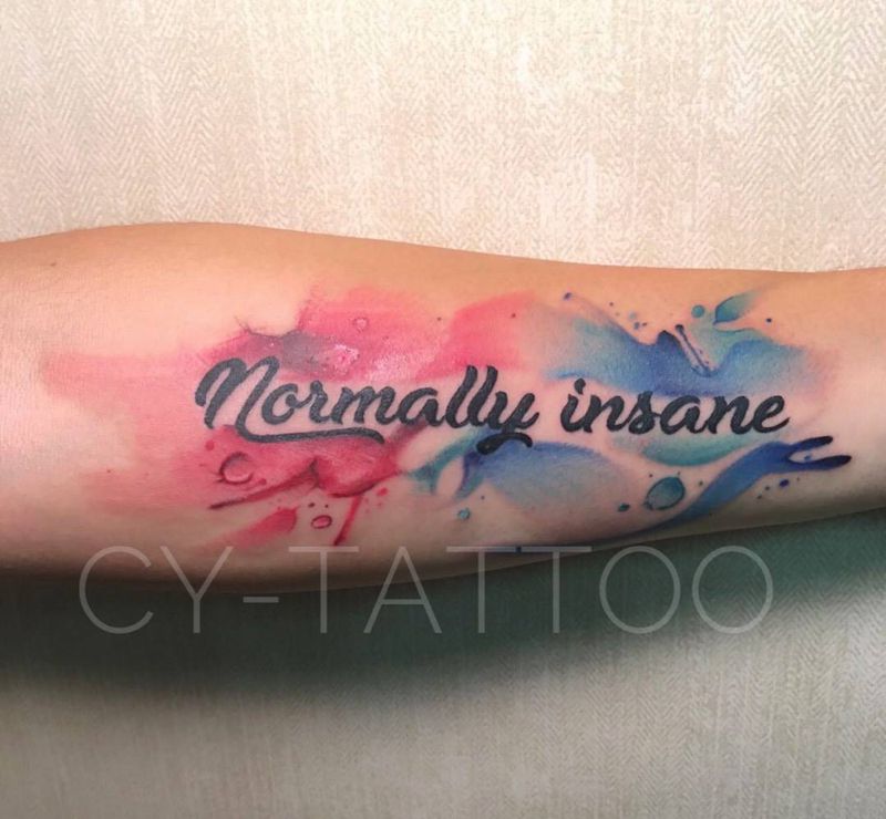 水彩纹身纹身图片_欧美国画清新原创几何植物手臂成品腿部纹身图案