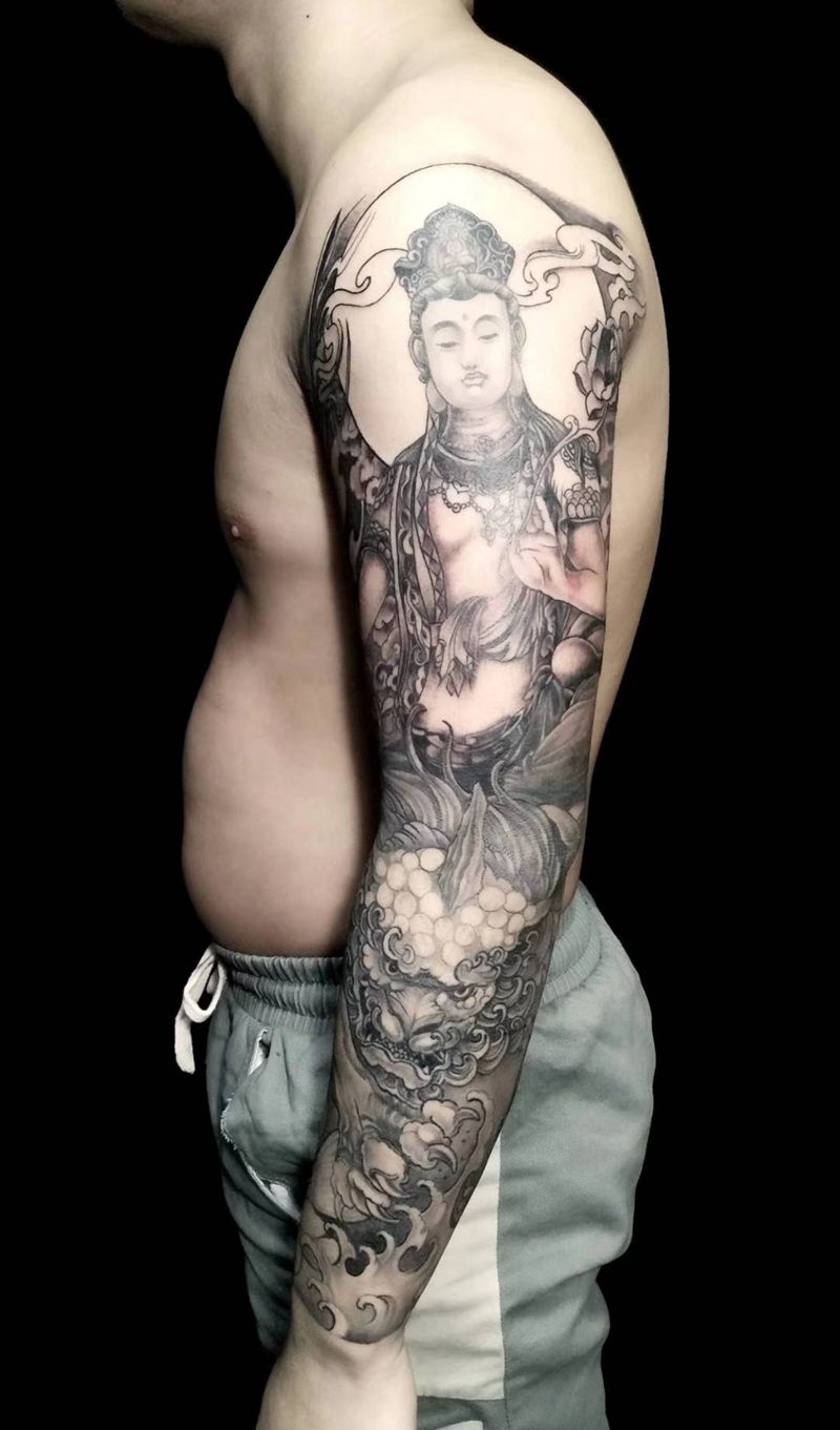 花臂纹身图片_手臂新传统纹身图案