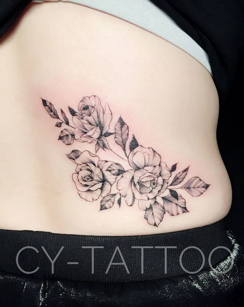 素花纹身图片_欧美清新写实成品肩部腿部手臂腰部植物纹身图案