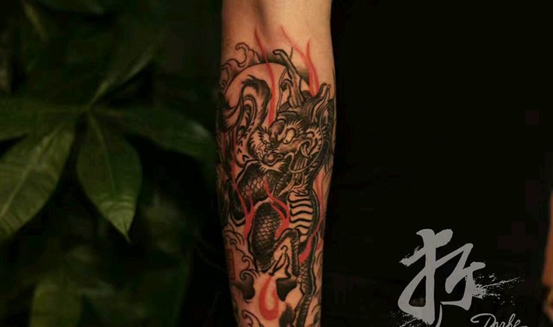 中国风麒麟纹身纹身图片_手臂传统习俗国画人物鬼神宗教成品纹身图案