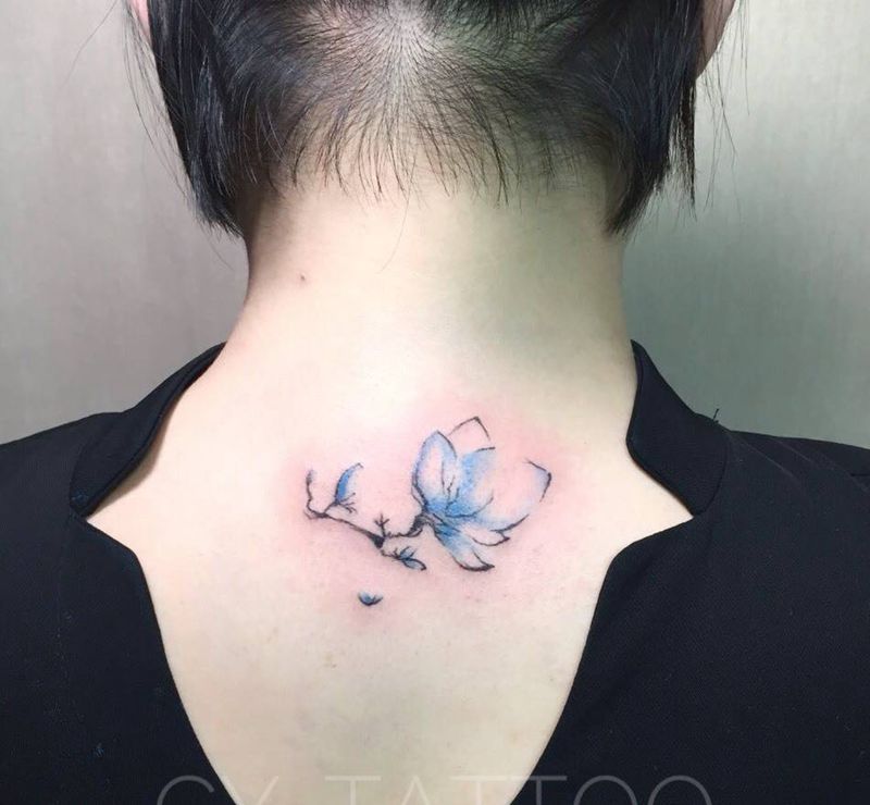 闺蜜纹身纹身图片_成品颈部手臂腿部欧美清新国画几何字符植物纹身图案