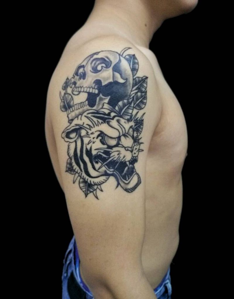 恢复效果纹身图片_手臂腿部欧美传统动物人物鬼神纹身图案