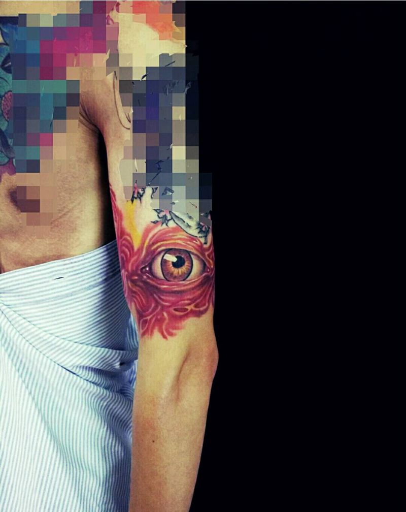 原创寄生眼纹身图片_手臂欧美写实动物人物鬼神原创纹身图案