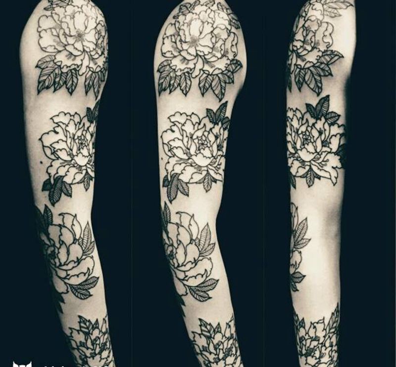 原创作品纹身图片_手臂传统国画植物静物原创成品纹身图案