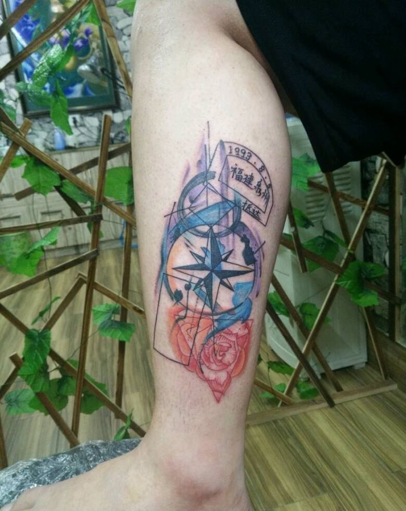指南针纹身图片