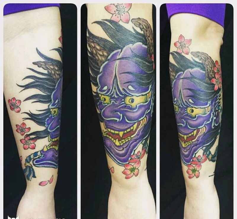 原创般若纹身图片_手臂传统鬼神原创成品手稿纹身图案