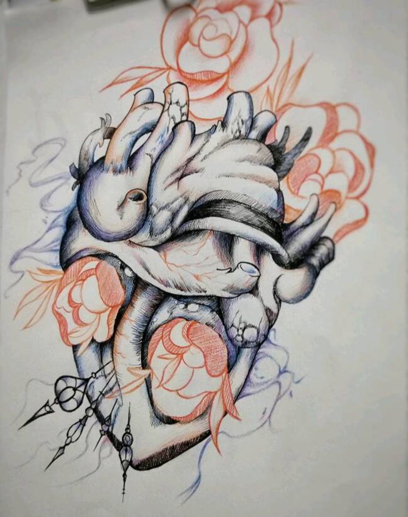 徒弟手稿，蝴蝶原创纹身图片_手臂腿部欧美清新写实人物植物原创成品手稿纹身图案