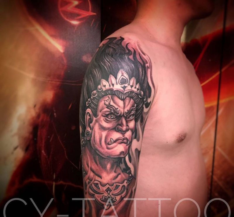 不动明王纹身图片_鬼神人物原创肖像传统成品手臂腿部背部纹身图案