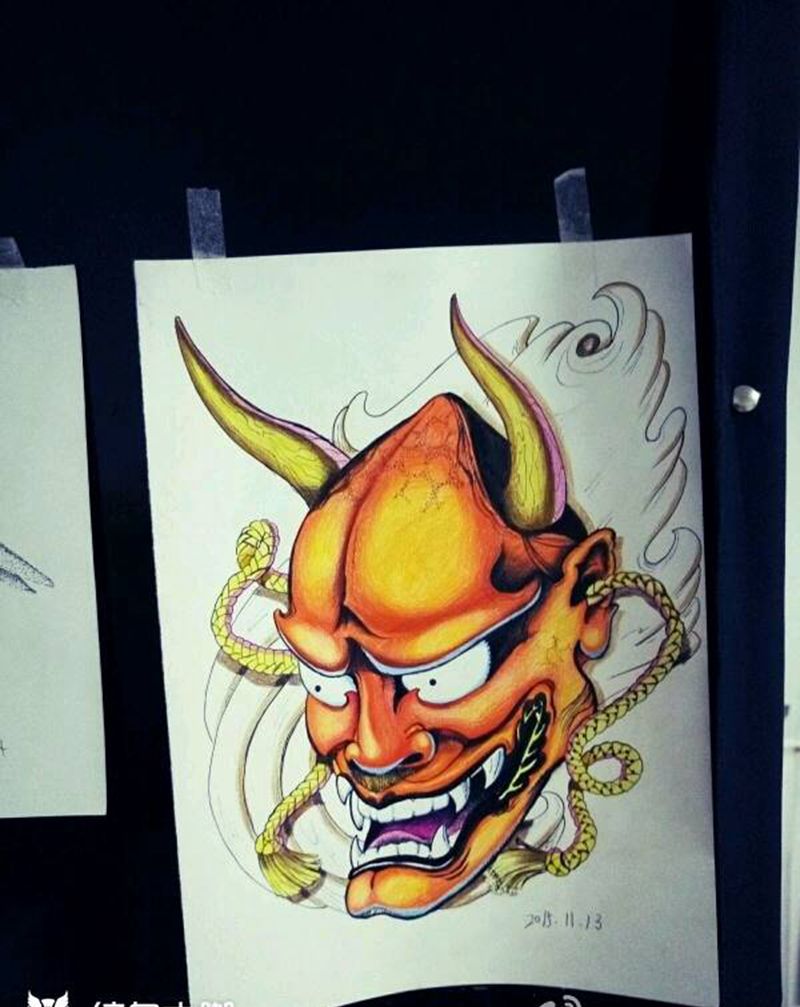 徒弟画雕猛者的般若纹身图片_胸部手臂腿部欧美传统习俗人物鬼神纹身图案