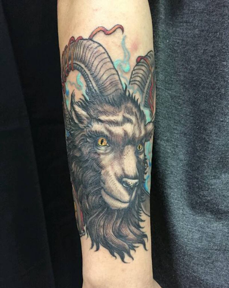 昨天完成的，把细节都做到位。纹身图片_手臂腿部欧美传统写实动物鬼神原创成品插画纹身图案