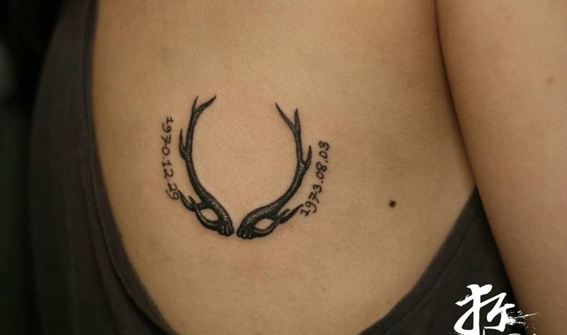 小清新纹身纹身图片_肩部胸部手臂腿部欧美清新写实几何字符成品纹身图案