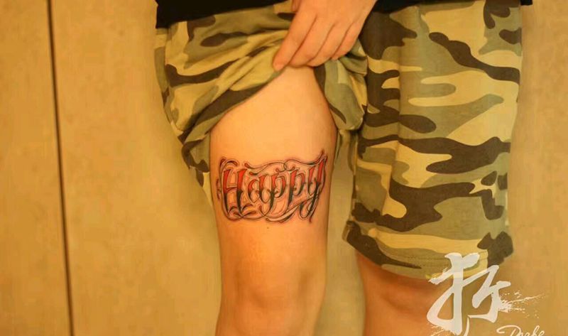 原创花体英文纹身图片_肩部手臂腿部欧美清新几何字符原创成品纹身图案