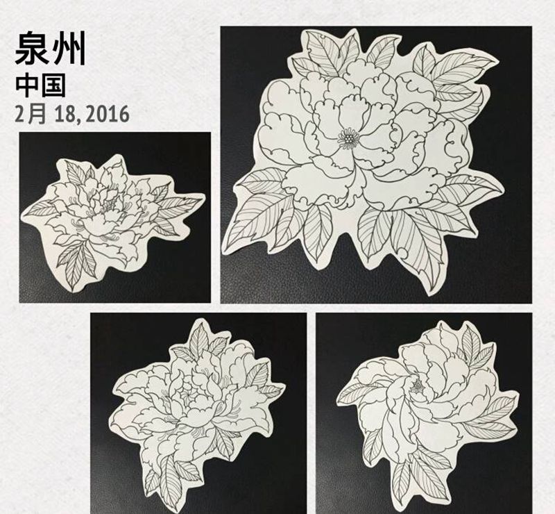 原创牡丹手稿纹身图片_手臂腿部欧美传统清新写实植物原创手稿插画纹身图案