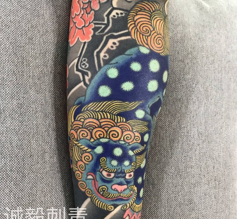 原创花臂作品纹身图片_原创动物鬼神传统国画习俗手臂腿部成品纹身图案