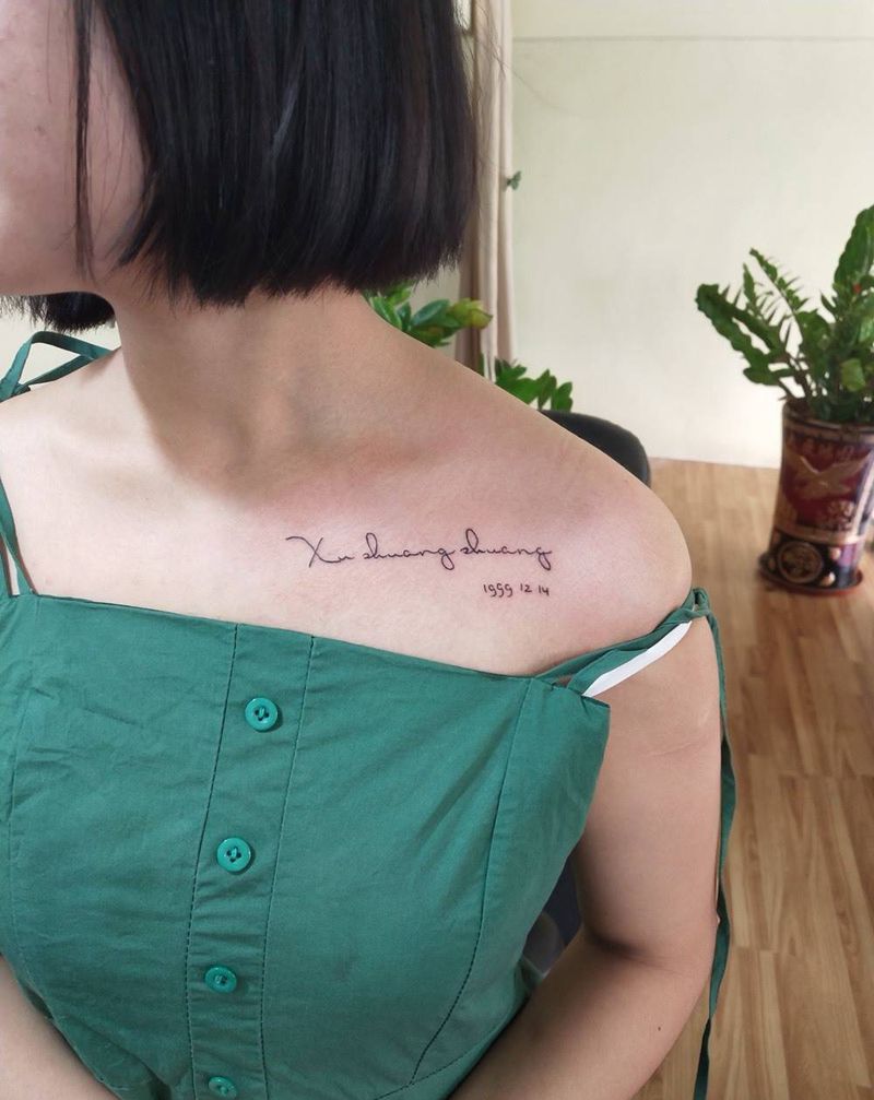 锁骨小英文纹身图片