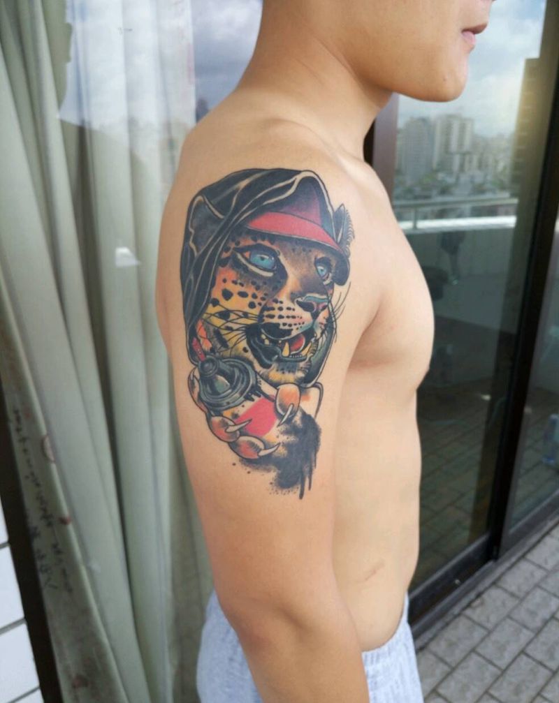 恢复完作品纹身图片_手臂欧美清新动物人物成品纹身图案