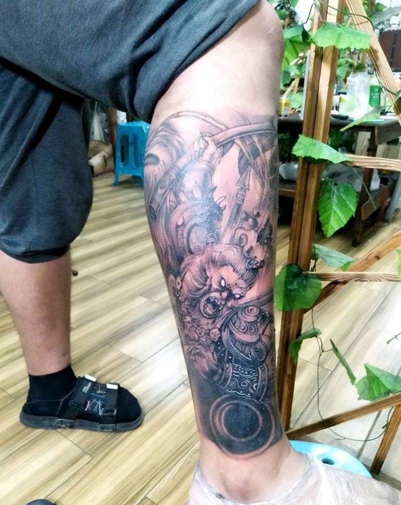 包小腿纹身图片