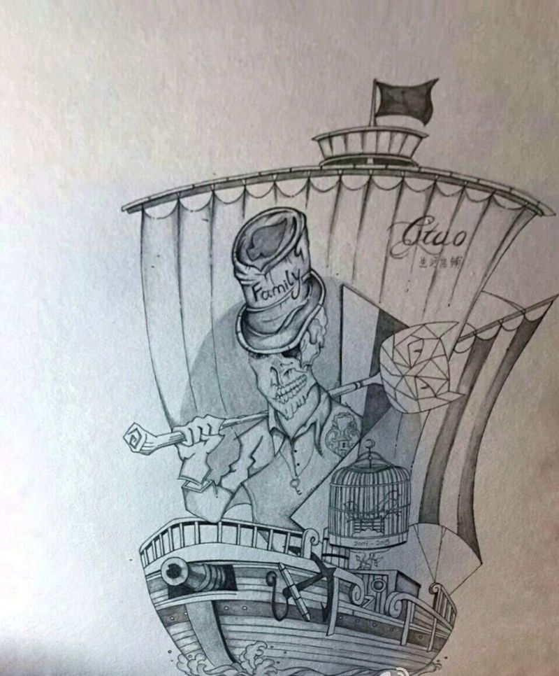 顾客自己画的图，手机拍摄无PS纹身图片_手臂腿部欧美传统写实人物原创成品手稿插画纹身图案