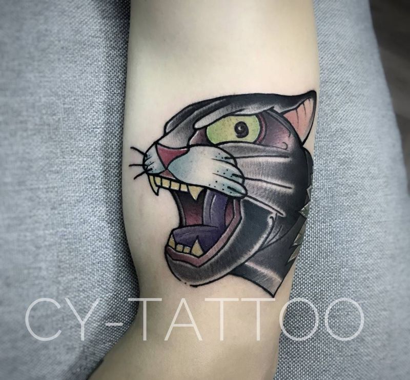 原创黑豹纹身图片_原创几何动物欧美清新传统手臂腿部成品纹身图案