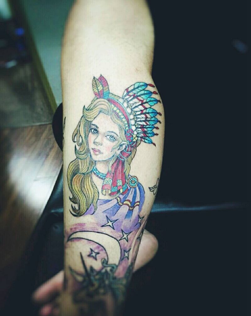 原创作品，下次纹背景纹身图片_手臂腿部欧美传统清新人物植物原创成品插画纹身图案