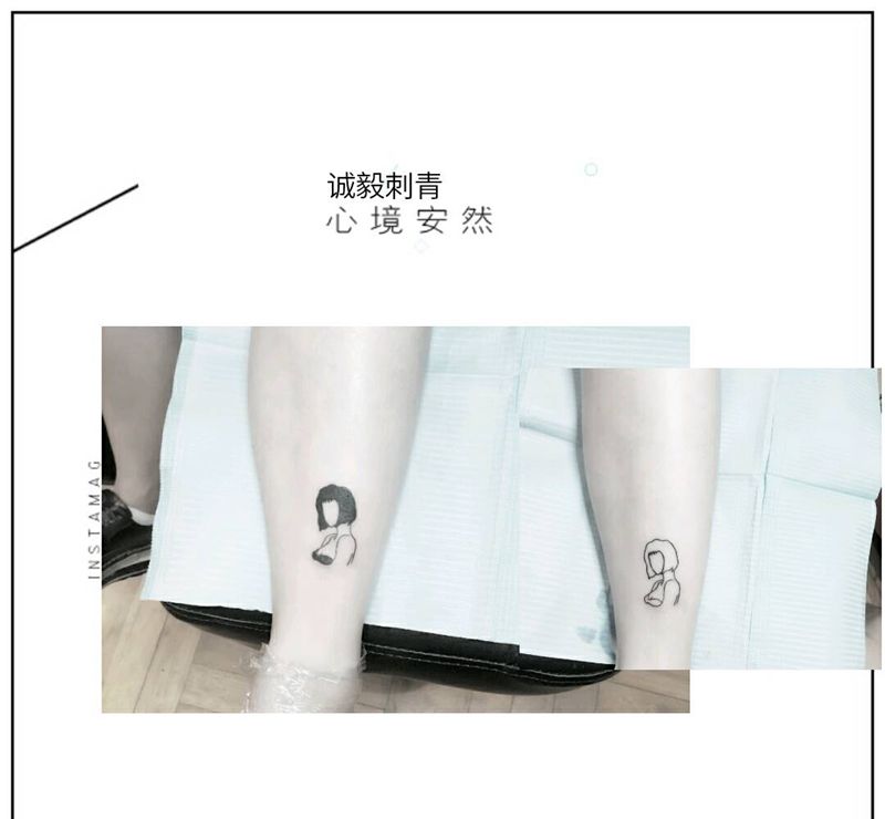 小清新纹身图片_腿部欧美清新几何字符动物静物成品纹身图案