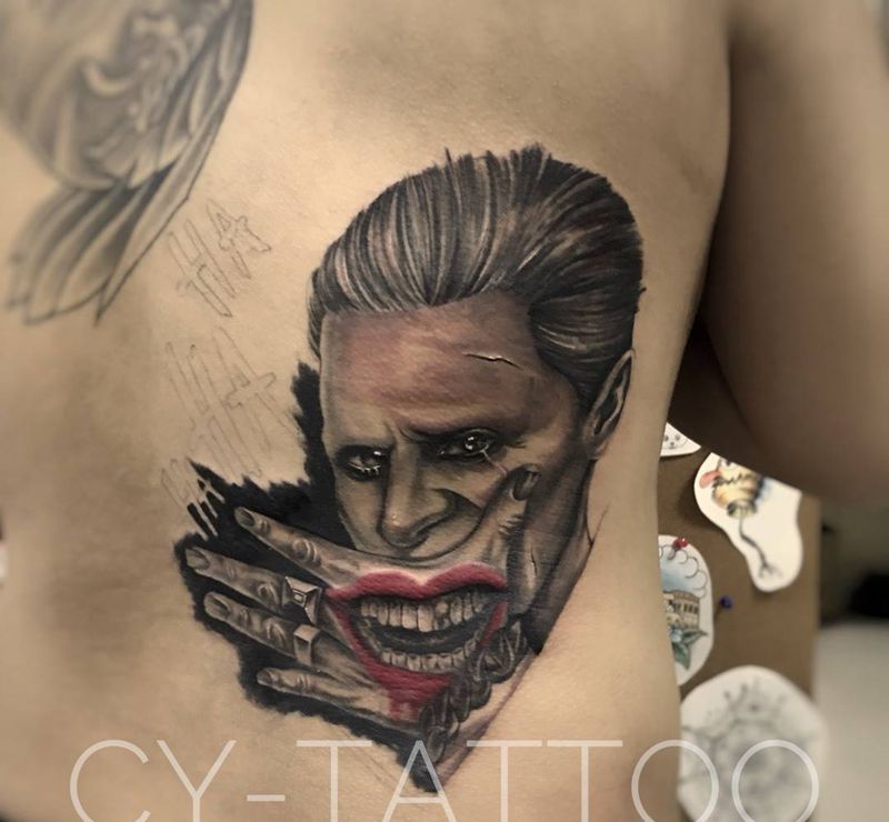 丑爷纹身图片_欧美肖像写实人物成品鬼神手臂腿部背部纹身图案