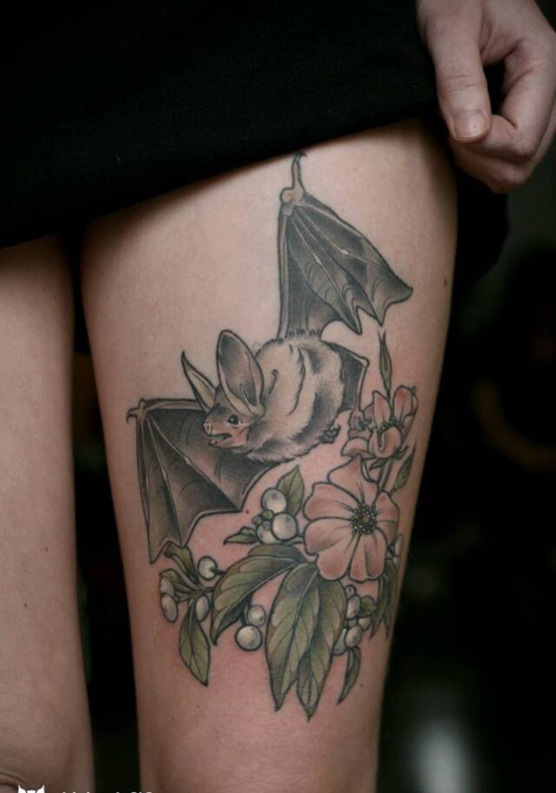 美国纹身师作品纹身图片_肩部胸部腰部手臂腿部欧美清新植物静物纹身图案