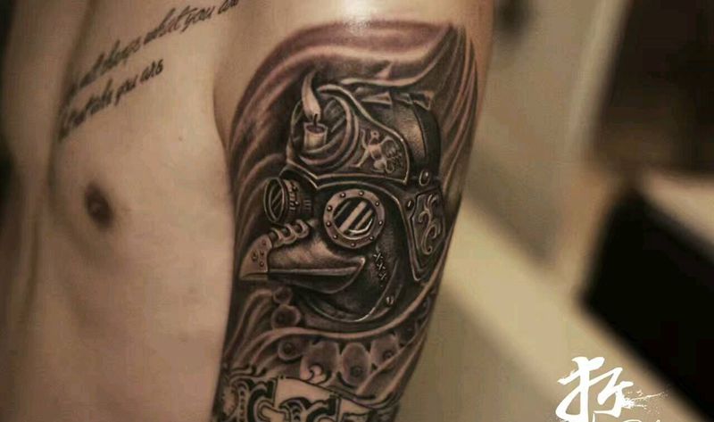 瘟疫医生（原创作品）纹身图片_手臂腿部欧美清新写实动物人物原创成品插画纹身图案